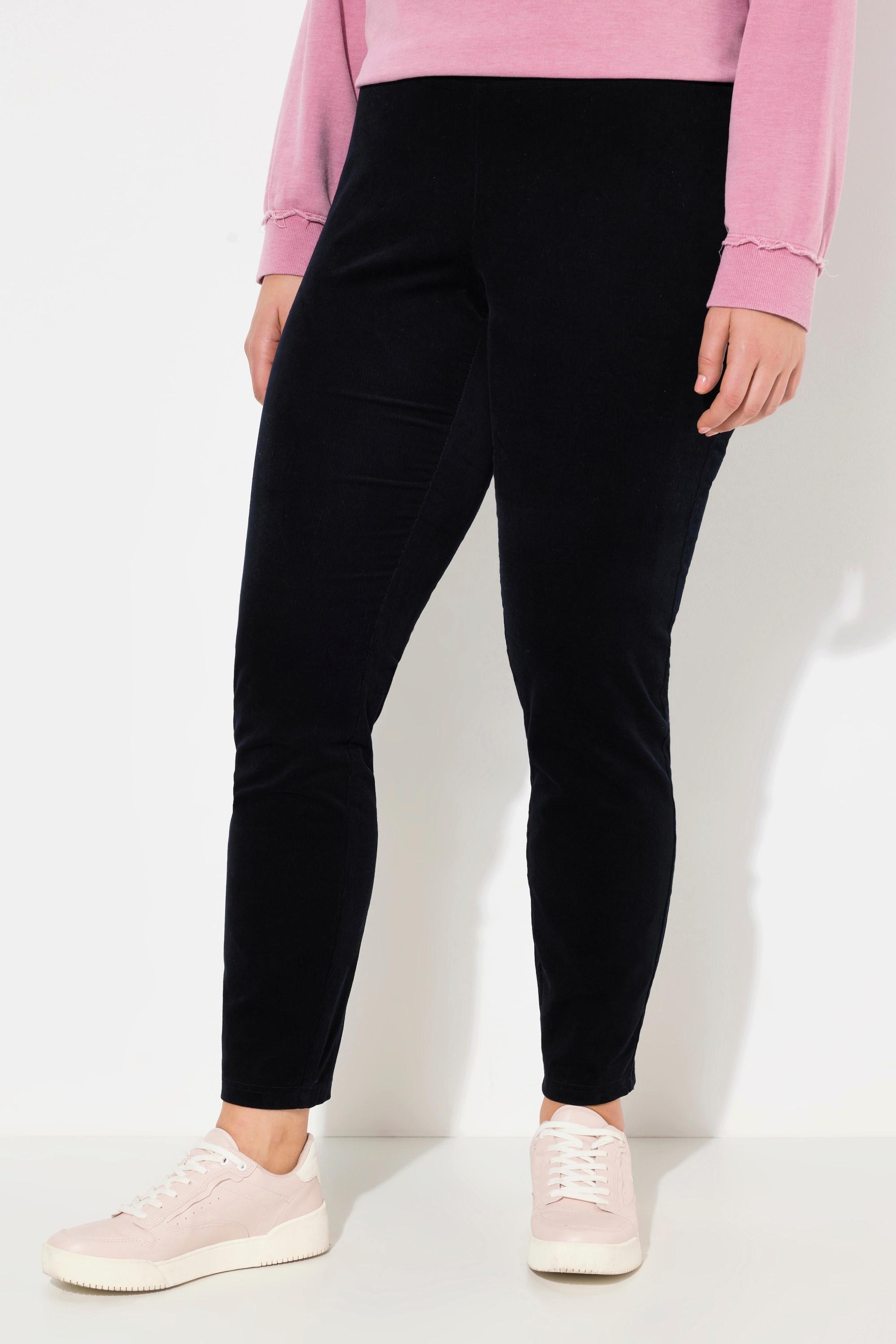 Ulla Popken  Jeggings modello Sienna in velluto a coste elasticizzato con cintura elastica e taglio della gamba aderente 