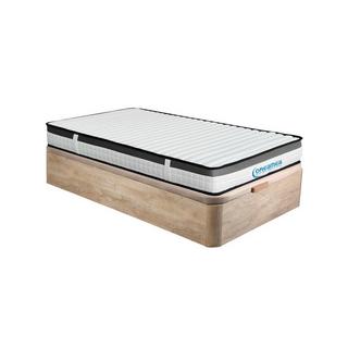 Vente-unique Ensemble 90 x 190 cm sommier coffre naturel clair + matelas mousse mémoire de forme ép.19cm - ORTHOMEMORY de DREAMEA  