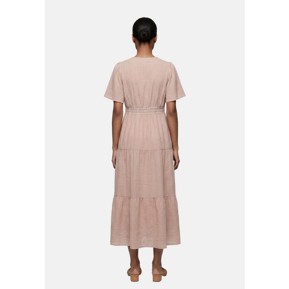 Roberta Rossi Robe longue à col en V brodée et jupe à volants  