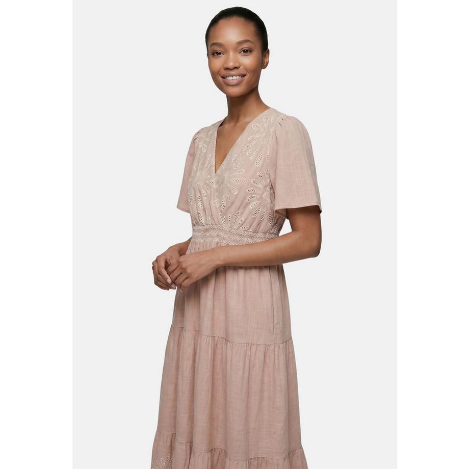 Roberta Rossi Robe longue à col en V brodée et jupe à volants  
