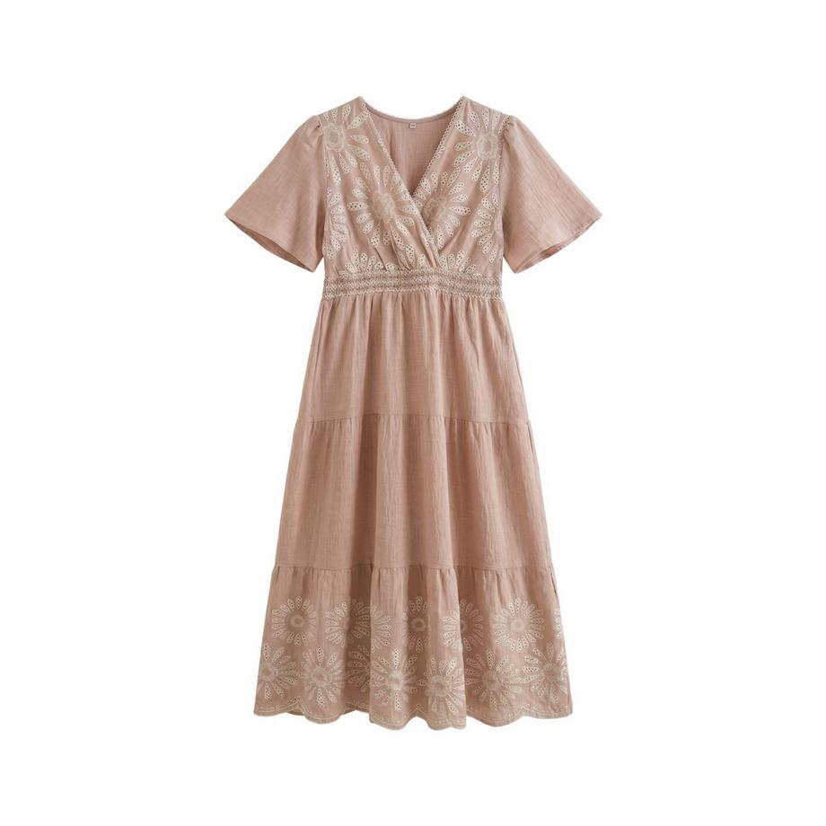 Roberta Rossi Robe longue à col en V brodée et jupe à volants  