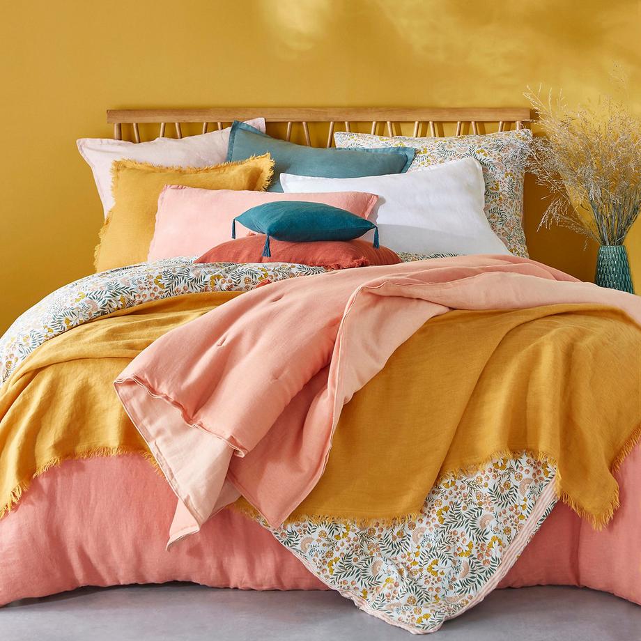 La Redoute Intérieurs Majari Housse de couette en coton lavé à motif floral  