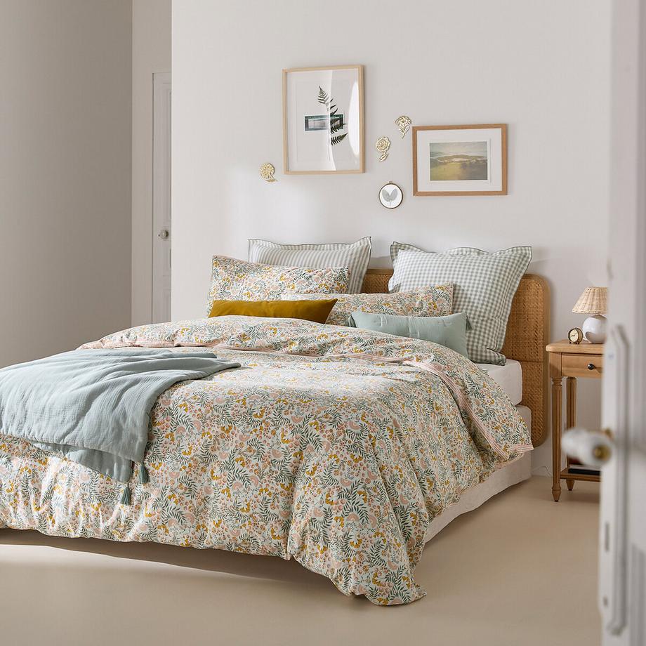 La Redoute Intérieurs Majari Housse de couette en coton lavé à motif floral  
