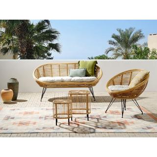 Beliani Lounge Set mit Tisch aus Rattan Boho MARATEA/CESENATICO  