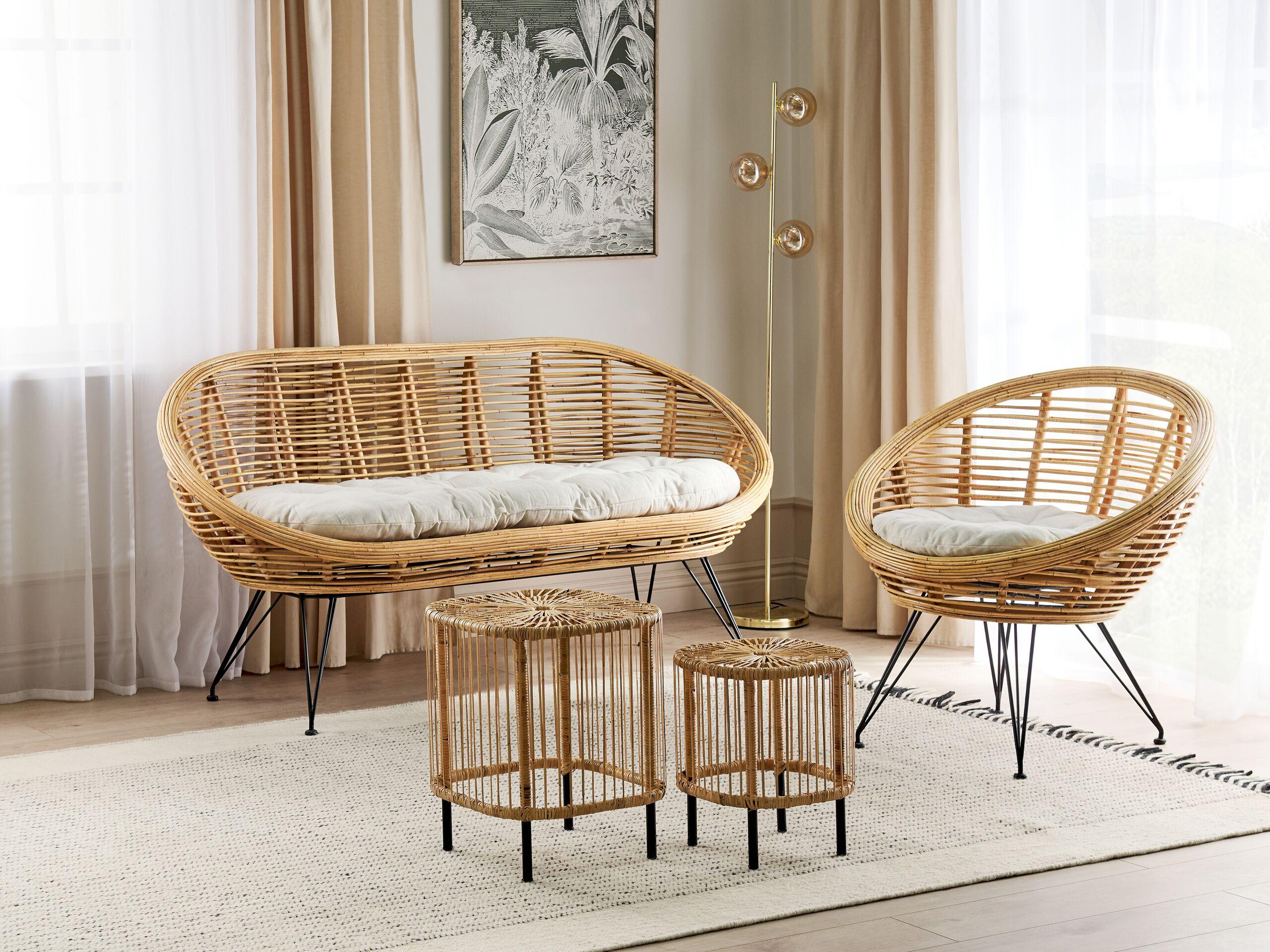 Beliani Lounge Set mit Tisch aus Rattan Boho MARATEA/CESENATICO  