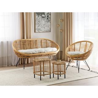 Beliani Lounge Set mit Tisch aus Rattan Boho MARATEA/CESENATICO  