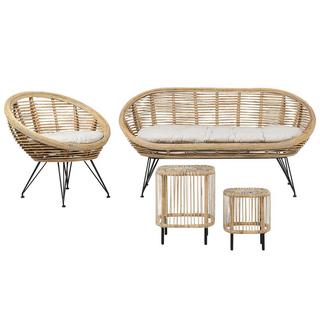 Beliani Lounge Set mit Tisch aus Rattan Boho MARATEA/CESENATICO  