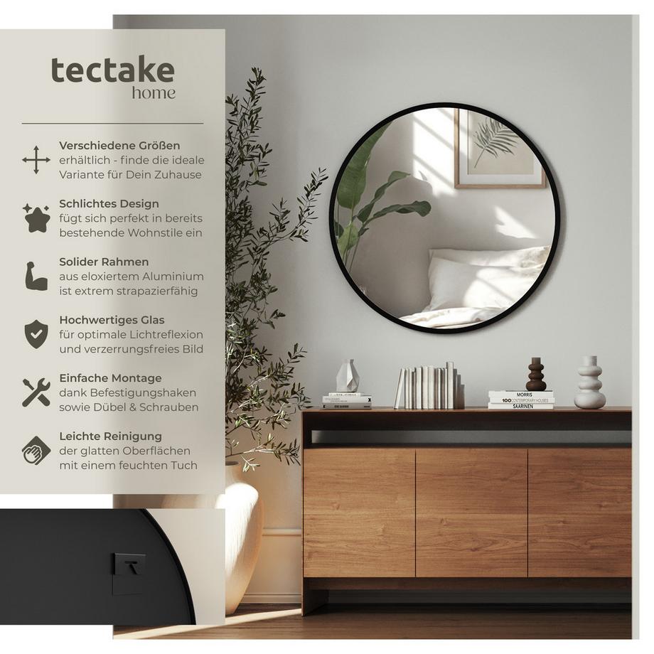 Tectake Miroir mural rond FIONA Ø 70 cm  
