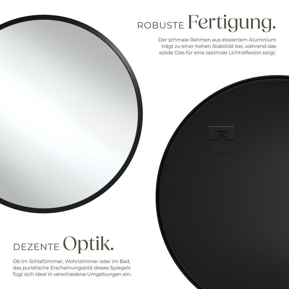 Tectake Miroir mural rond FIONA Ø 70 cm  