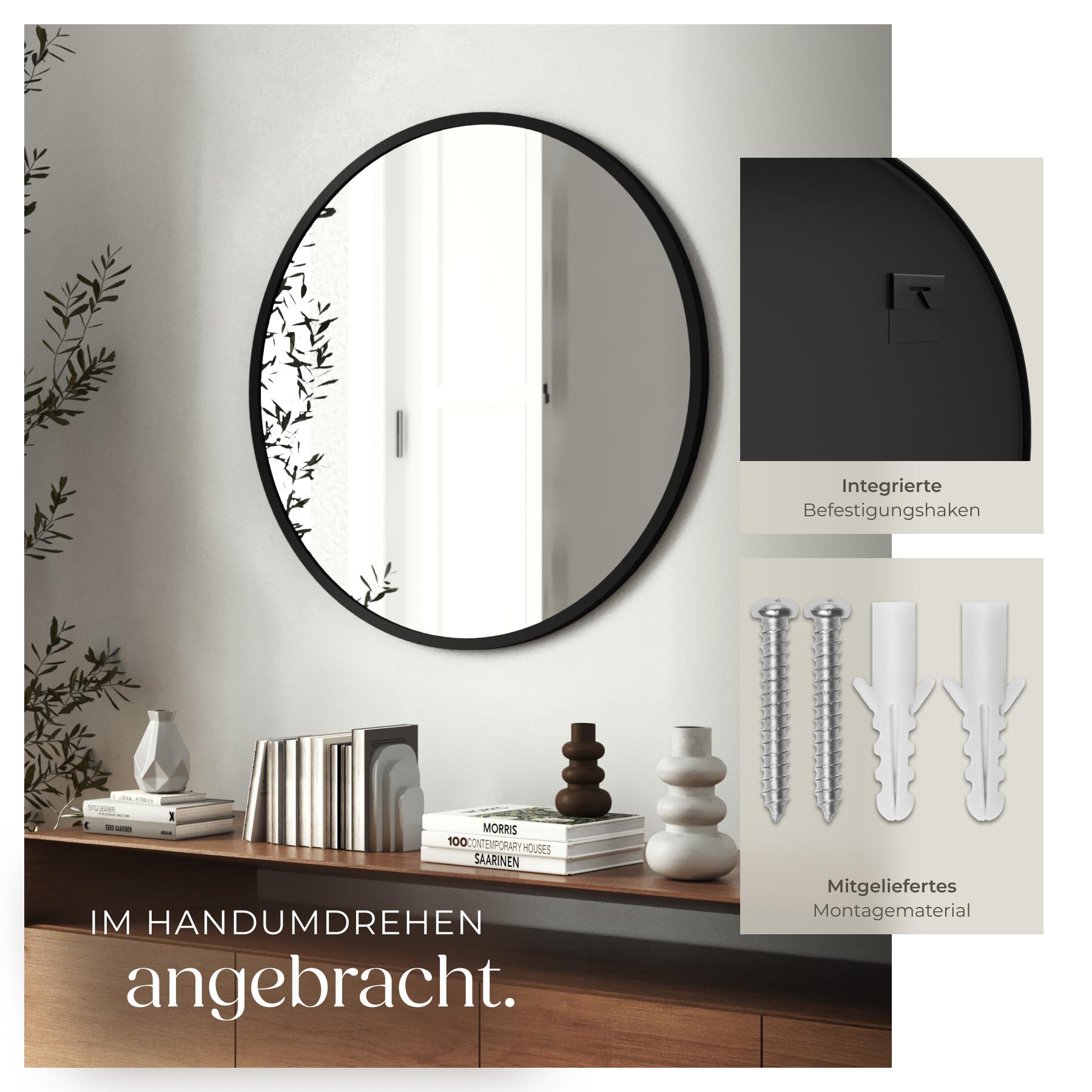 Tectake Miroir mural rond FIONA Ø 70 cm  
