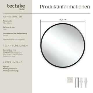 Tectake Miroir mural rond FIONA Ø 70 cm  