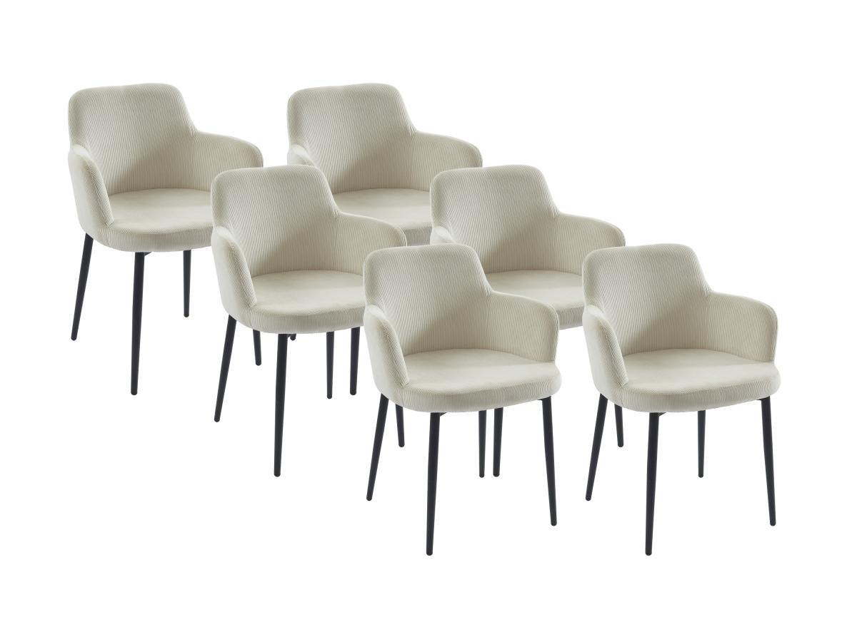 PASCAL MORABITO Lot de 6 chaises en velours côtelé et métal - Crème - CELOLA de Pascal MORABITO  