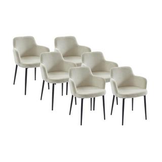 PASCAL MORABITO Lot de 6 chaises en velours côtelé et métal - Crème - CELOLA de Pascal MORABITO  