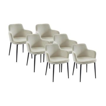 Lot de 6 chaises en velours côtelé et métal - Crème - CELOLA de Pascal MORABITO