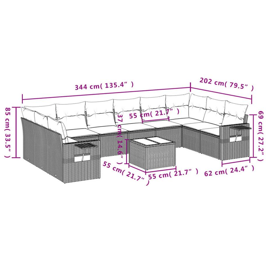 VidaXL Garten sofagarnitur poly-rattan  