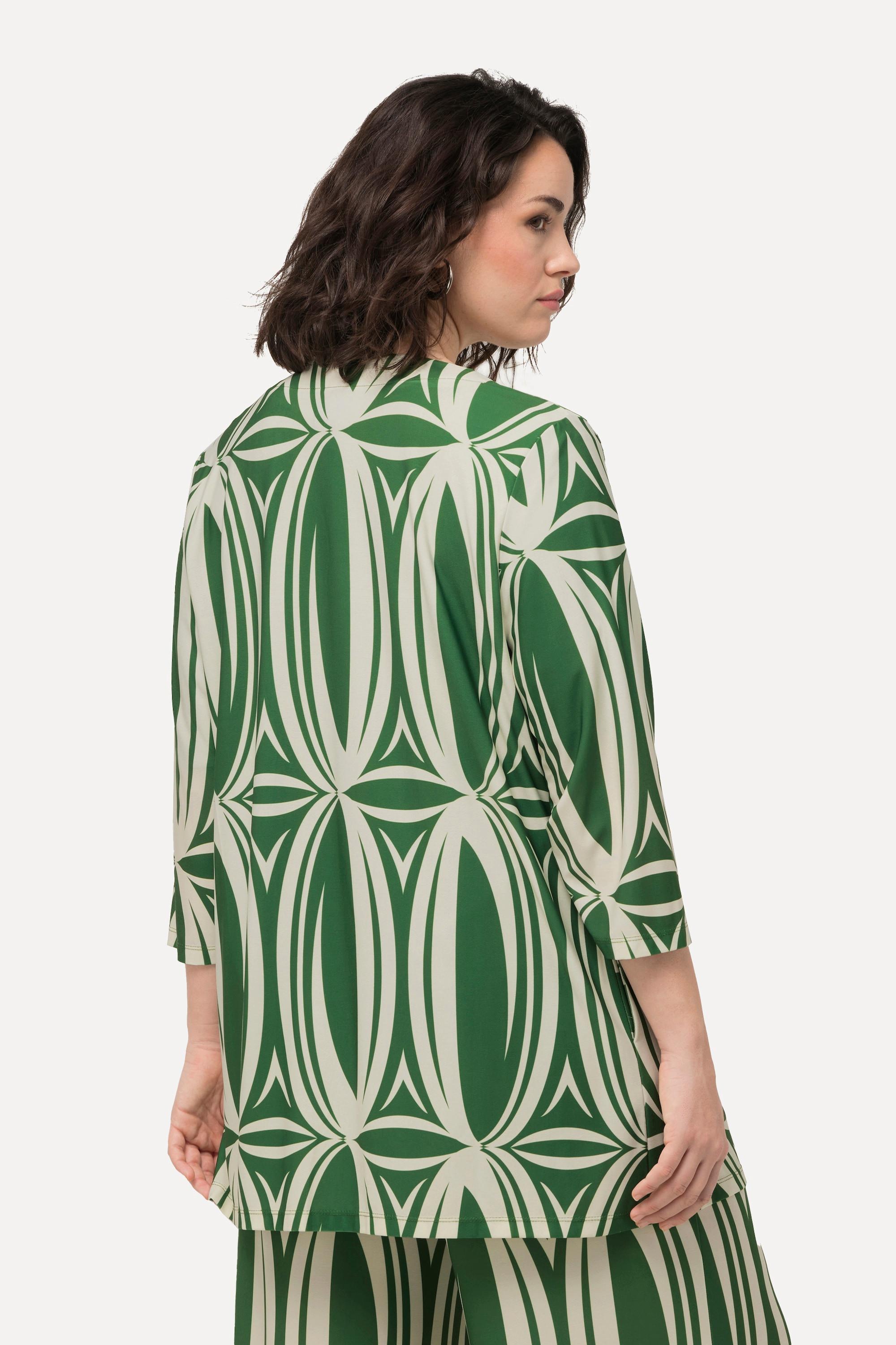 Ulla Popken Shirtjacke Grafischer Druck A-Linie 3/4 Arm  