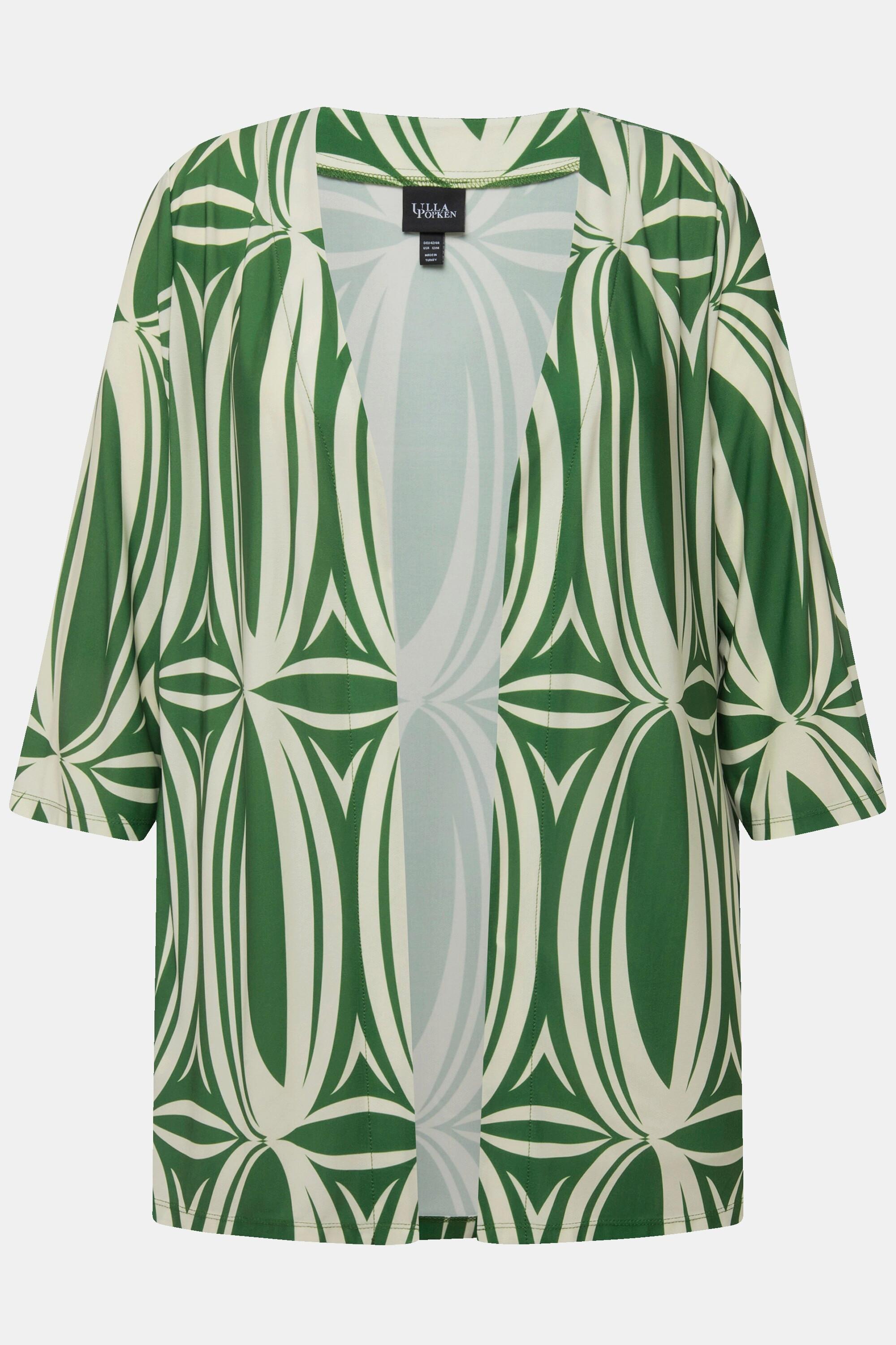 Ulla Popken Shirtjacke Grafischer Druck A-Linie 3/4 Arm  