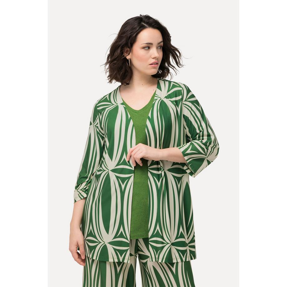 Ulla Popken Giacca Camicia Stampa Grafica Linea A Maniche 3/4  