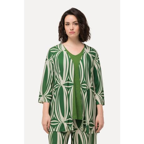 Ulla Popken Shirtjacke Grafischer Druck A-Linie 3/4 Arm  