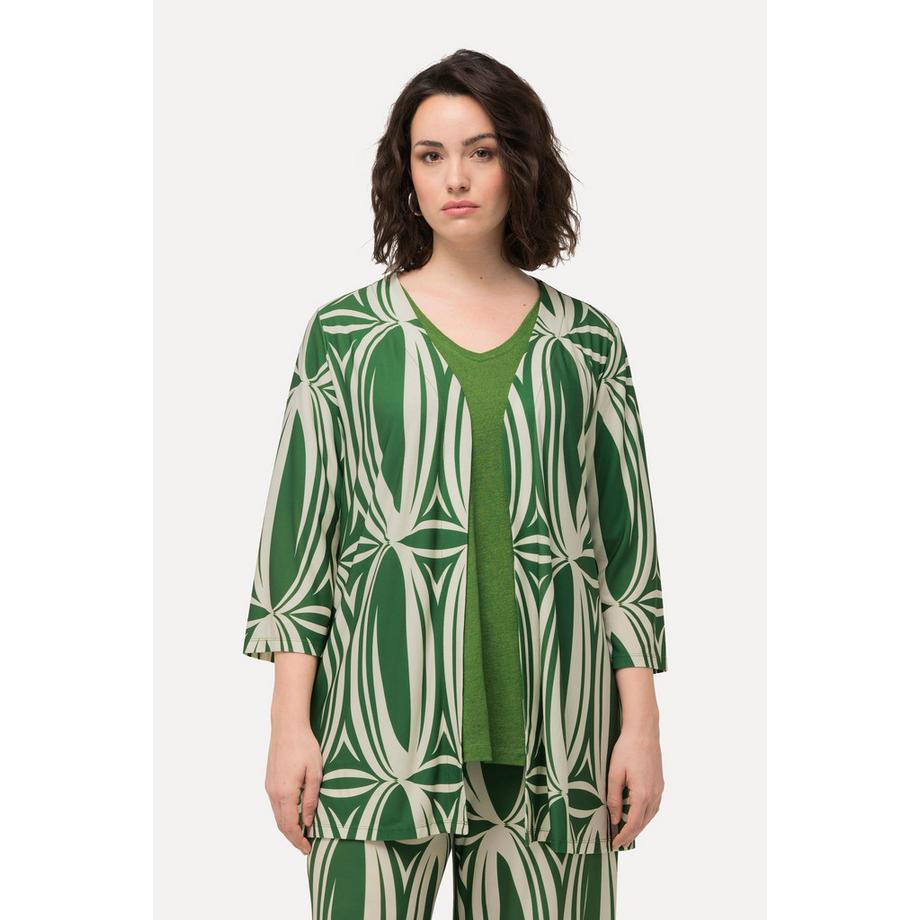 Ulla Popken Giacca Camicia Stampa Grafica Linea A Maniche 3/4  