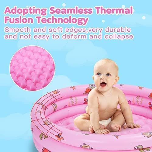 Activity-board  Planschbecken für Kinder, 51 Zoll Runder Aufblasbarer Kinderpool Planschbecken Baby Schwimmbecken 