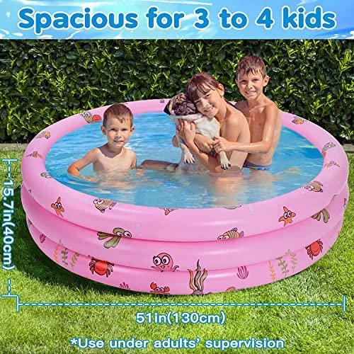 Activity-board  Planschbecken für Kinder, 51 Zoll Runder Aufblasbarer Kinderpool Planschbecken Baby Schwimmbecken 