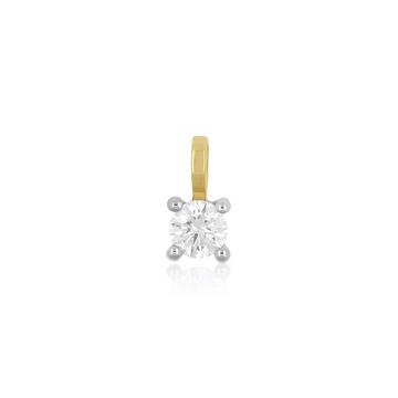 Solitär Anhänger 4-Griff-Fassung Gelbgold 750 Diamant 0.25ct. Fassung Weissgold 750, 9x5mm