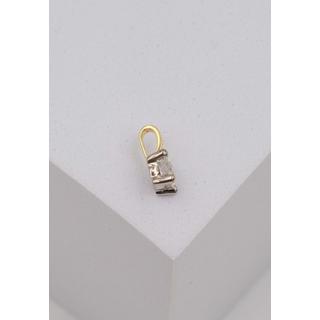 MUAU Schmuck  Solitär Anhänger 4-Griff-Fassung Gelbgold 750 Diamant 0.25ct. Fassung Weissgold 750, 9x5mm 