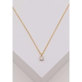 MUAU Schmuck  Solitär Anhänger 4-Griff-Fassung Gelbgold 750 Diamant 0.25ct. Fassung Weissgold 750, 9x5mm 