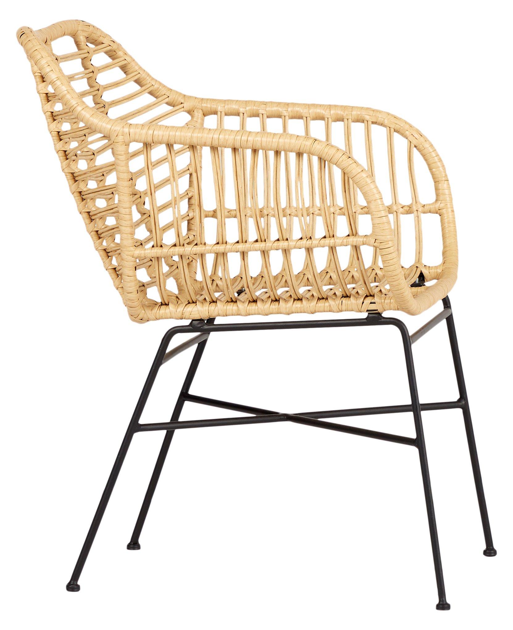 SCHOU Sedia da giardino AGNETE rattan, nero naturale SET DI 2  