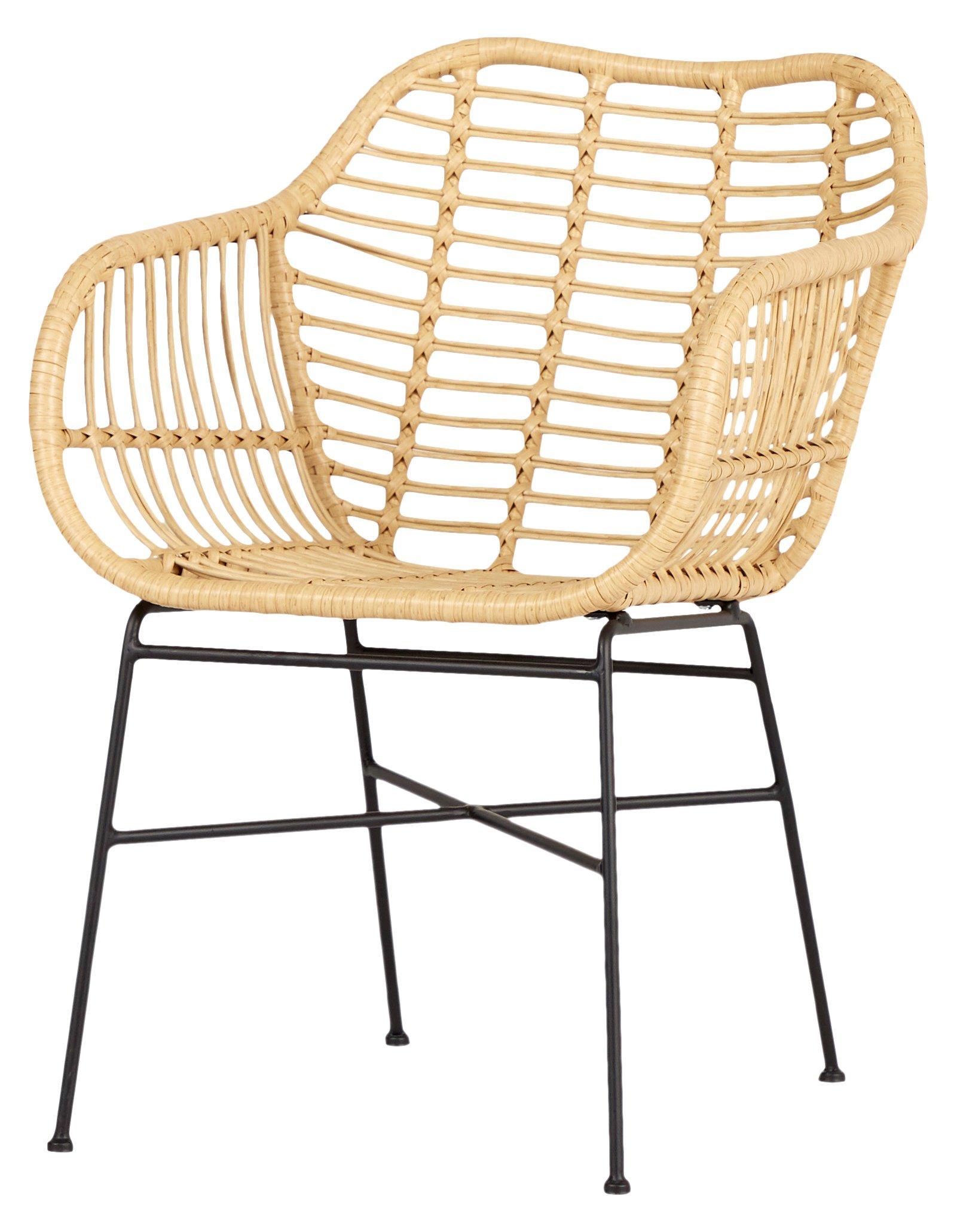 SCHOU Sedia da giardino AGNETE rattan, nero naturale SET DI 2  