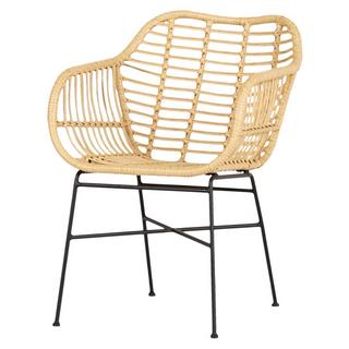 SCHOU Sedia da giardino AGNETE rattan, nero naturale SET DI 2  