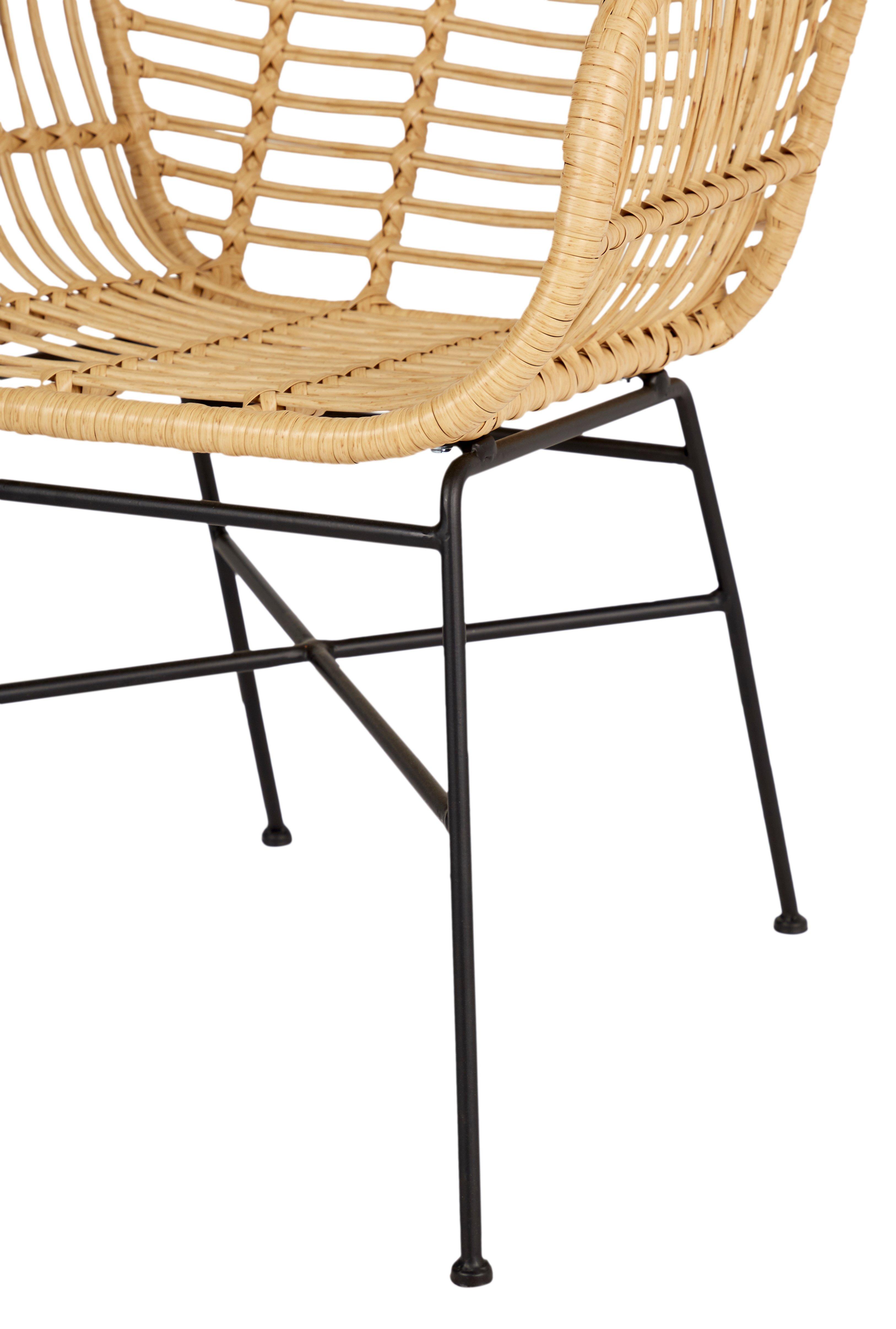 SCHOU Sedia da giardino AGNETE rattan, nero naturale SET DI 2  