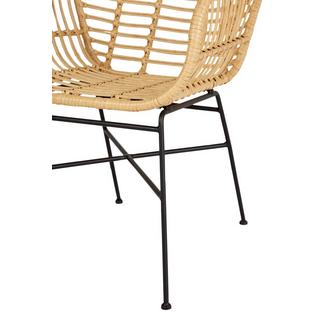 SCHOU Chaise de jardin AGNETE rotin noir naturel SET DE 2  