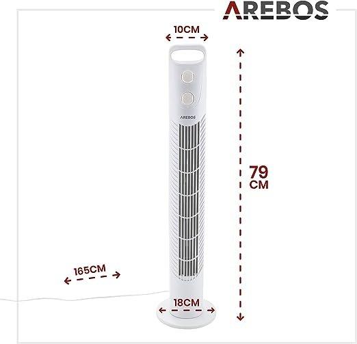 Arebos AREBOS Ventilatore a torre 40 W Ventola a Colonna Ventilatore su Piedistallo  