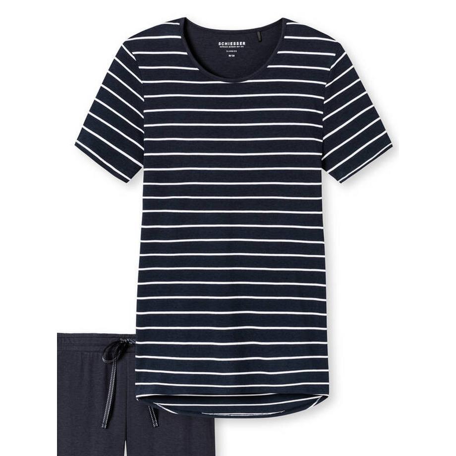 Schiesser Gestreifter Kurzarm Pyjama  