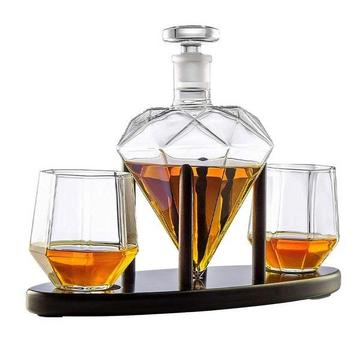 Decanter con Due Bicchieri e Vassoio - Diamante