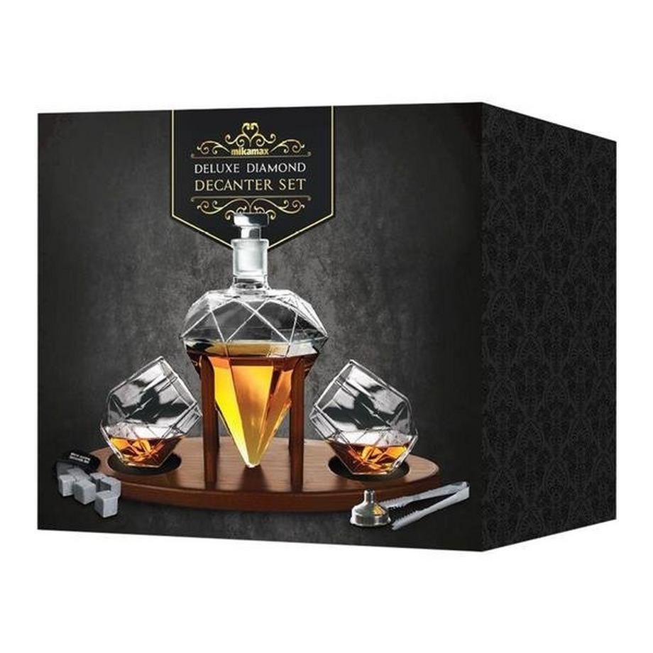 Mikamax Decanter con Due Bicchieri e Vassoio - Diamante  