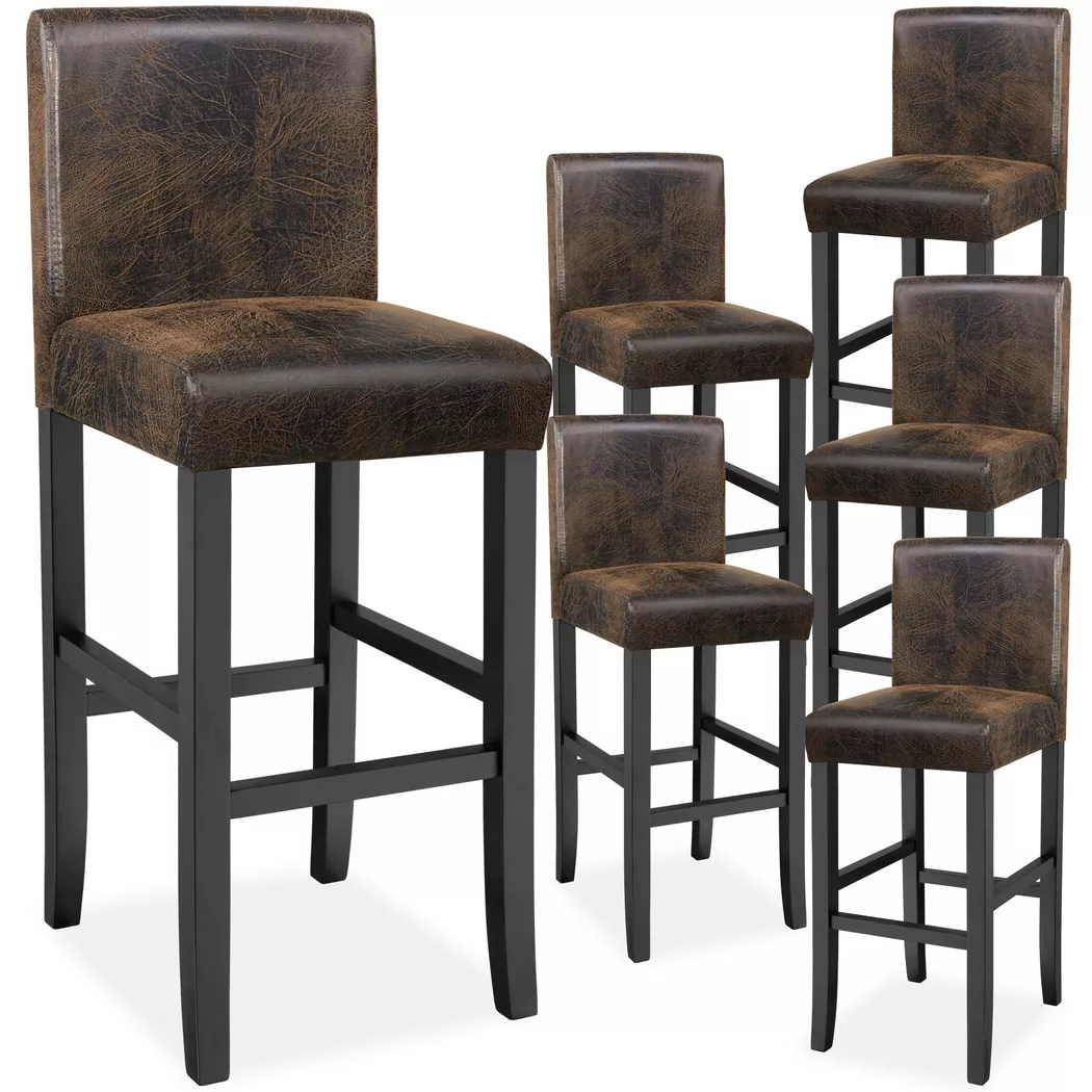 Tectake - Sgabello da bar  imbottito con schienale, One Size, Marrone Mezzo