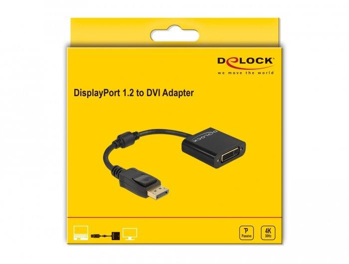 DeLock  DeLOCK Adattatore DisplayPort 1.2 maschio a DVI femmina 4K passivo nero 