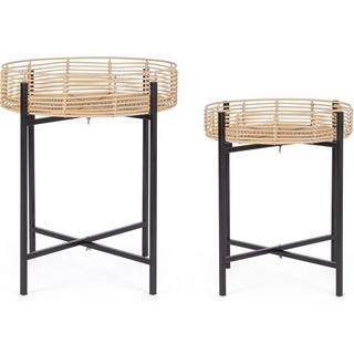 mutoni Table basse Rendy naturel-noir (lot de 2)  