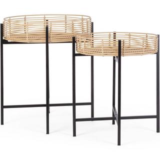 mutoni Table basse Rendy naturel-noir (lot de 2)  