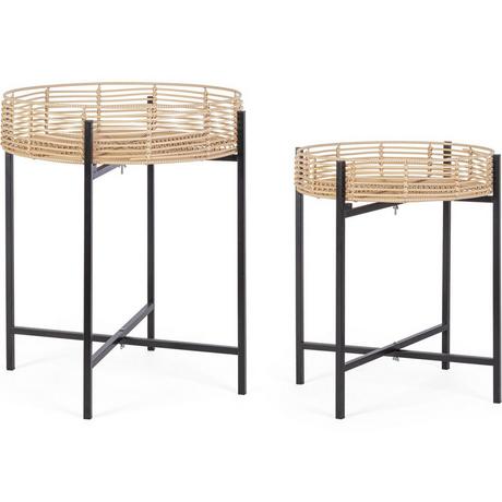 mutoni Table basse Rendy naturel-noir (lot de 2)  