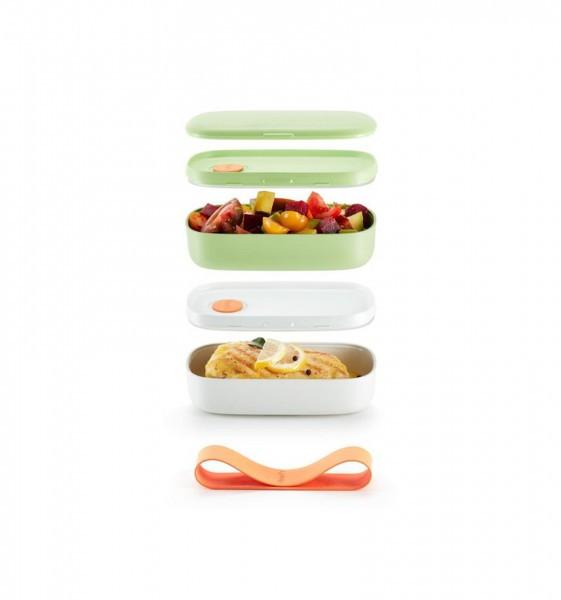 Lékué  Lékué Lunchbox to go Ensemble boîte repas 0,5 L Polypropylène (PP), Silicone Vert, Blanc 2 pièce(s) 