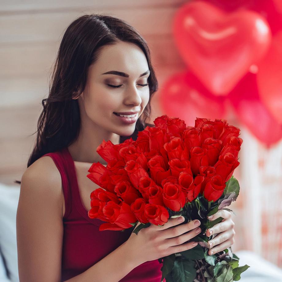 B2X  Rote Kunstrosen, 48 Stk. 