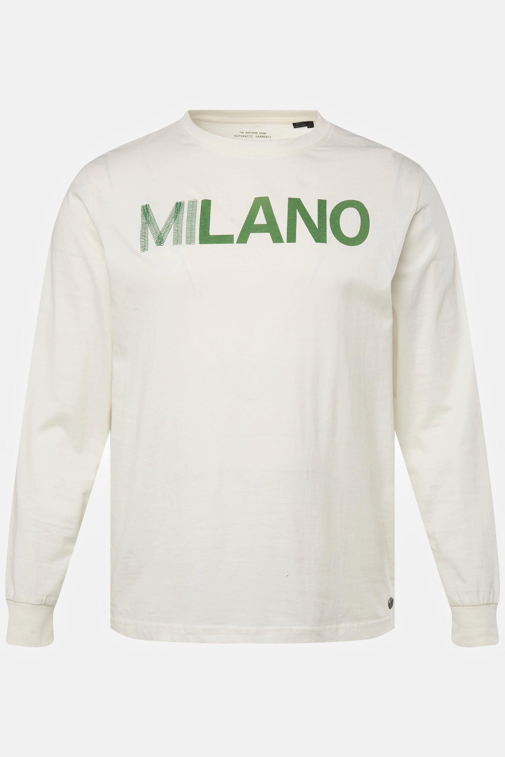 JP1880  Maglia a maniche lunghe con stampa sul petto e scollo a girocollo, fino alla tg. 8XL 