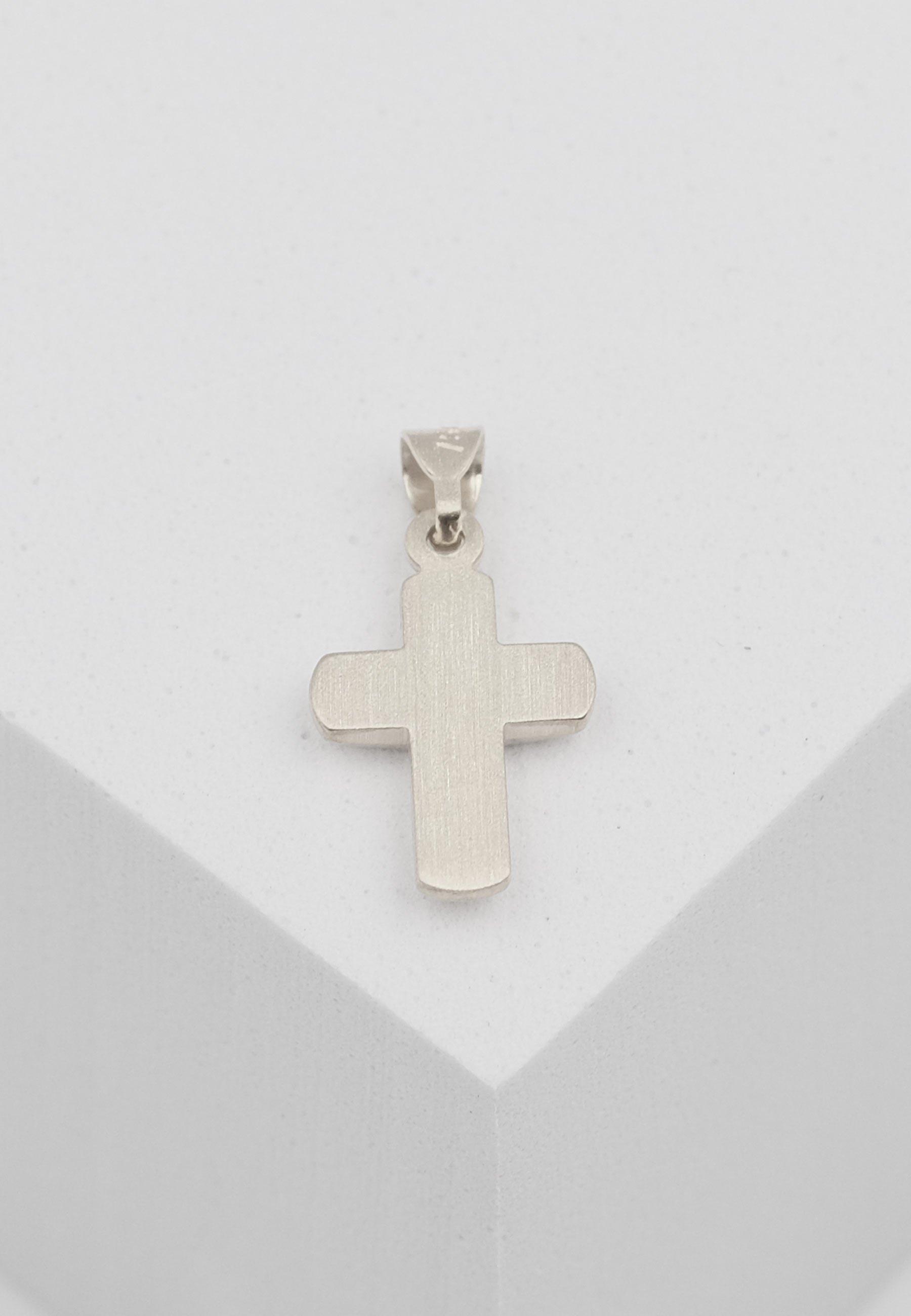 MUAU Schmuck  Anhänger Balken-Kreuz Weissgold 750, 18x9mm 