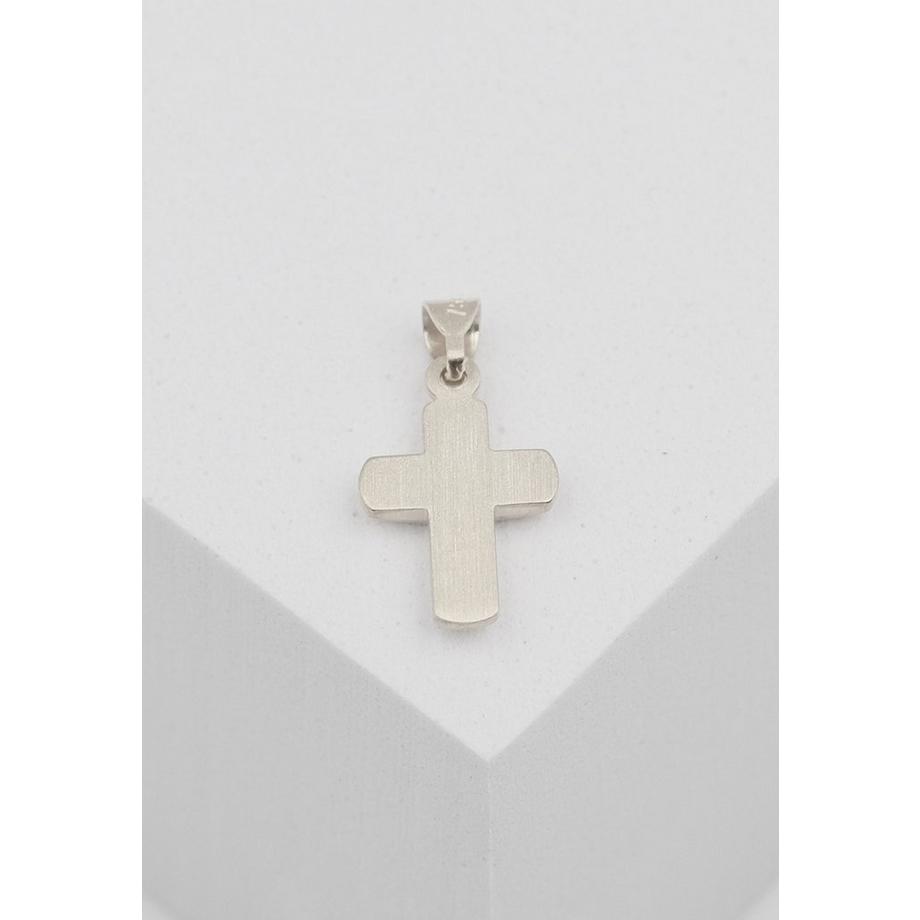 MUAU Schmuck  Anhänger Balken-Kreuz Weissgold 750, 18x9mm 