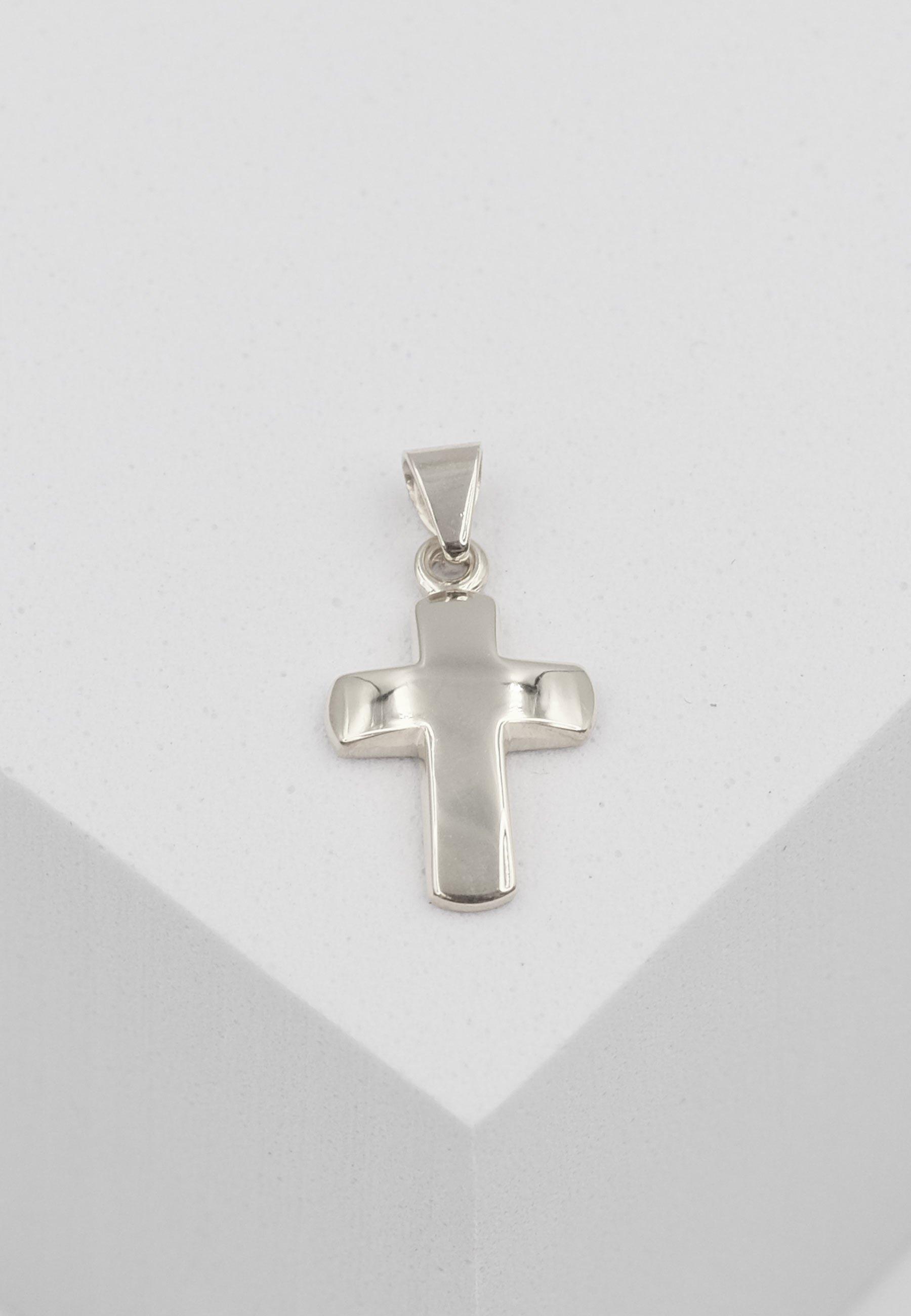 MUAU Schmuck  Anhänger Balken-Kreuz Weissgold 750, 18x9mm 