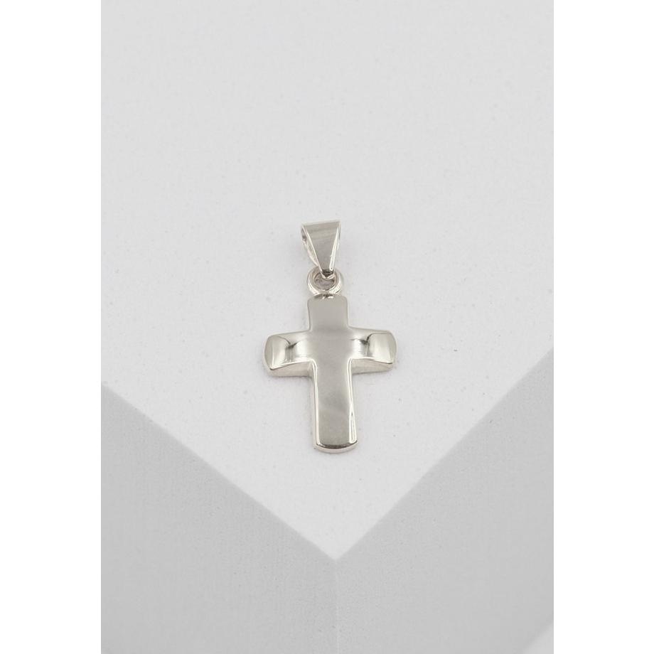 MUAU Schmuck  Anhänger Balken-Kreuz Weissgold 750, 18x9mm 